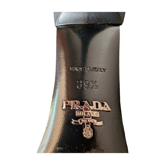 Prada Black Sock Ankle Boots Stiletto Heel Logo Triangle Women's Size 39.5 Italy - Picture 7 of 10